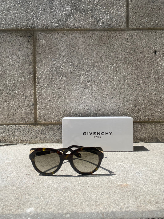 Givenchy  | Lunettes de soleil œil de chat rond - Marbre brun avec accents dorés