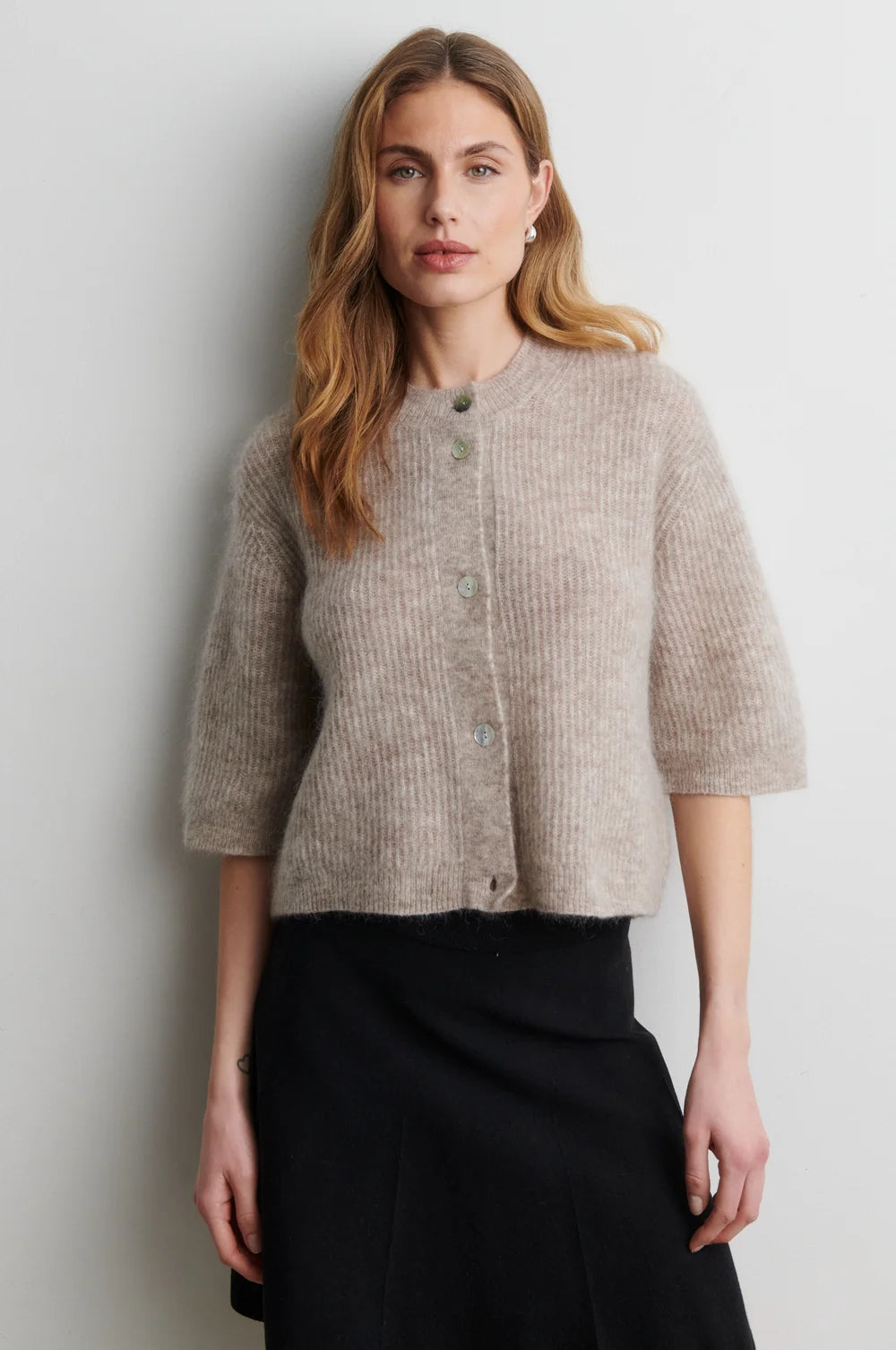 SECOND FEMALE | Col en tricot à manches longues 'Longo' | Beige