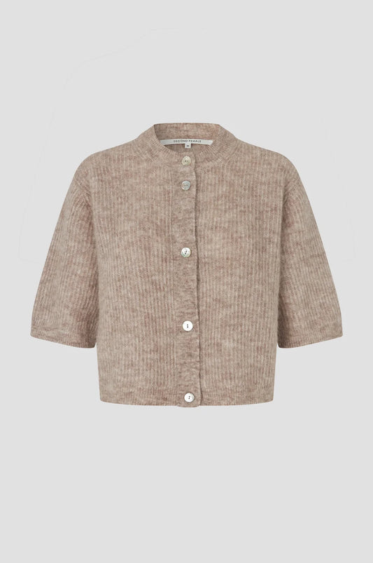 SECOND FEMALE | Cardigan en tricot côtelé 'Andrea' | Beige pâle