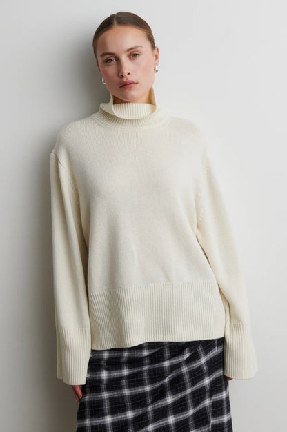 SECOND FEMALE |  Pull en tricot à col roulé 'Alpha' | Crème