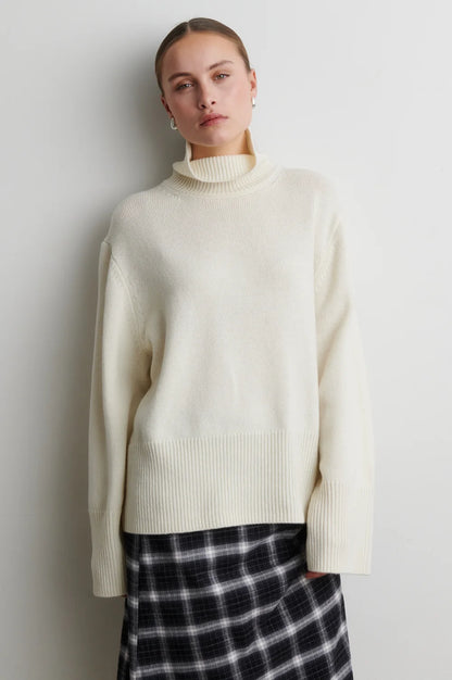 SECOND FEMALE |  Pull en tricot à col roulé 'Alpha' | Crème