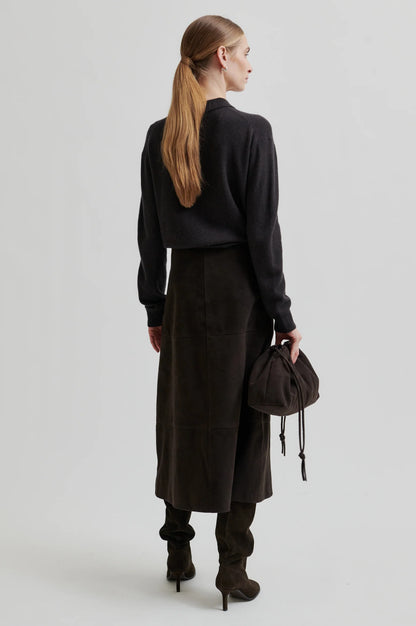 Second Female | Pull polo en laine et cachemire Vilena - Brun chocolat
