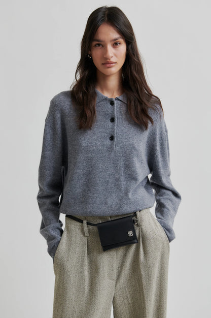 Second Female | Pull polo en laine et cachemire Vilena - gris