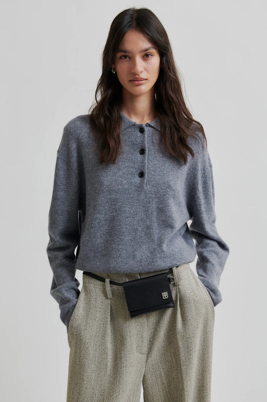 Second Female | Pull polo en laine et cachemire Vilena - gris