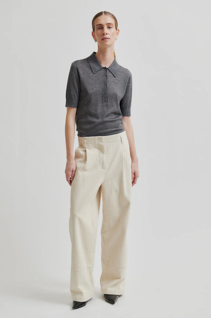 Second Female | Polo en maille semi-transparent Annika - Gris