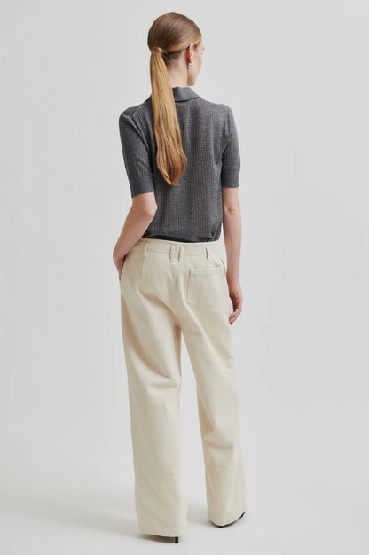 Second Female | Polo en maille semi-transparent Annika - Gris