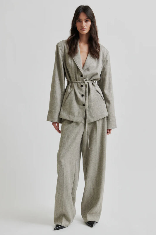 Second Female | Pantalon plissé à chevrons Jun - Couleur trench-coat
