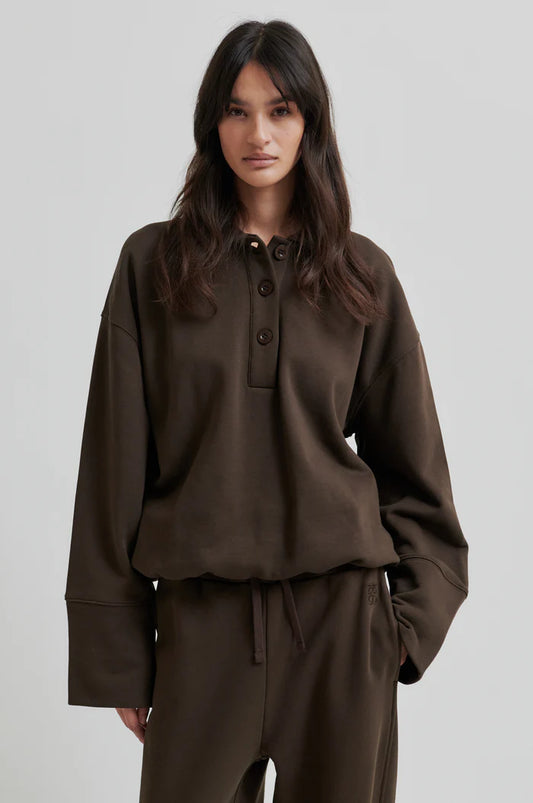Second Female |  Le sweat polo coupe ample Abadell - Marron