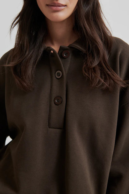 Second Female |  Le sweat polo coupe ample Abadell - Marron