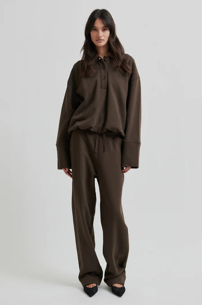 Second Female |  Le sweat polo coupe ample Abadell - Marron