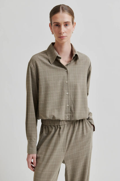Second Female | Chemise courte texturée Maira - Marron moyen