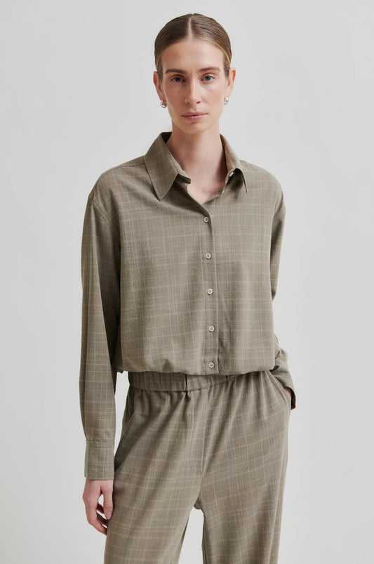 Second Female | Chemise courte texturée Maira - Marron moyen