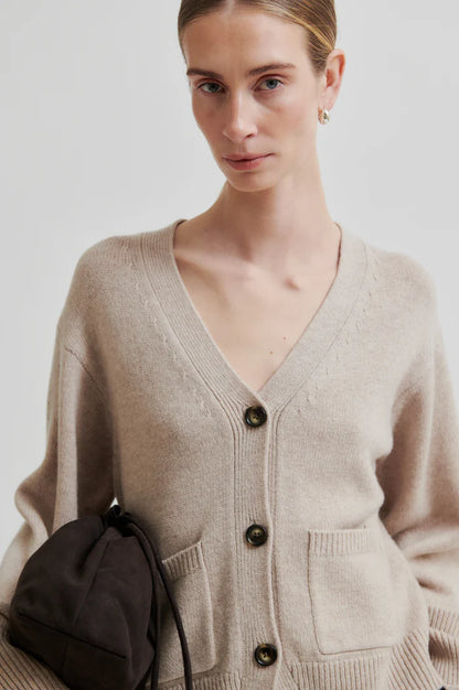 Second Female | Cardigan ajusté à col en V Alpha Knit - Beige
