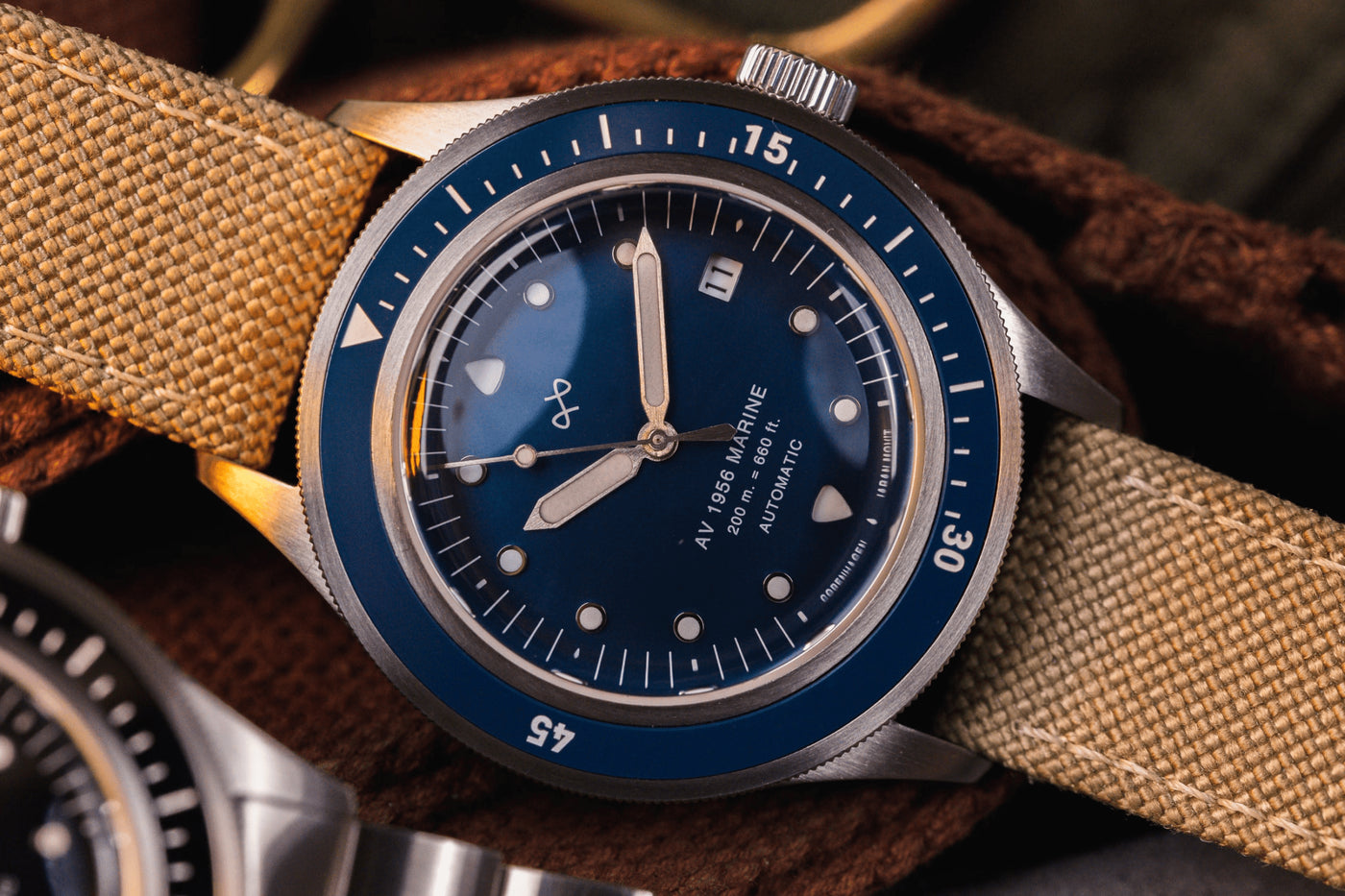 AV86 | Montre en acier ''1956 Marine Automatic'' 41 mm | Acier/Bleu