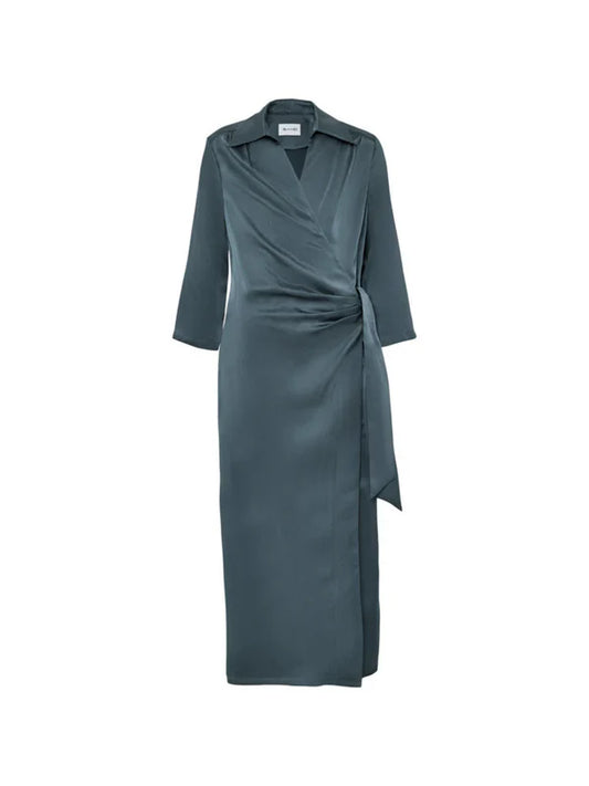 SAND Copenhagen | Robe en soie "Posh" - Bleu sarcelle