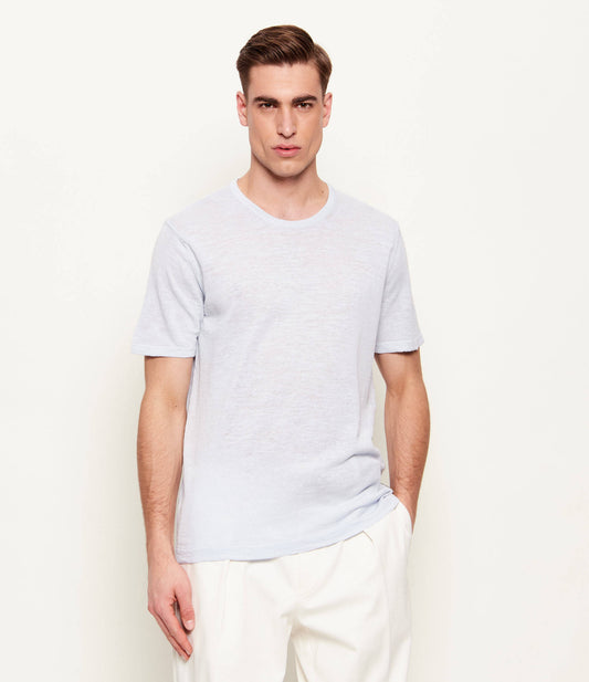 SAND Copenhagen | Le T-shirt en maille de Lin - Bleu clair