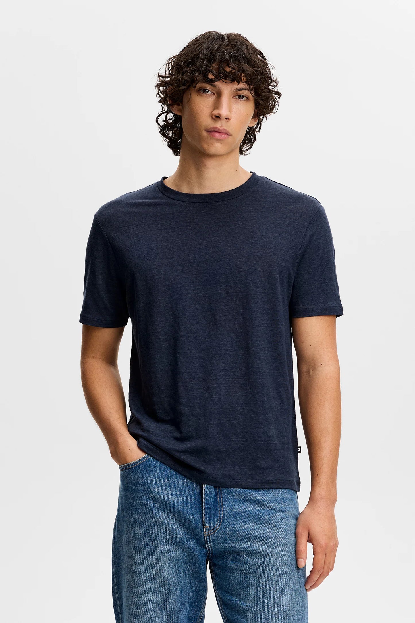 J.Lindeberg | T-shirt en lin ''Coma'' - Bleu Marin