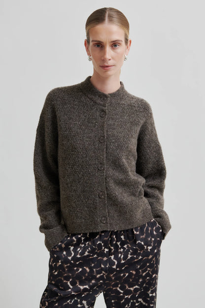 Second Female | Cardigan Menta en laine recyclée - Marron