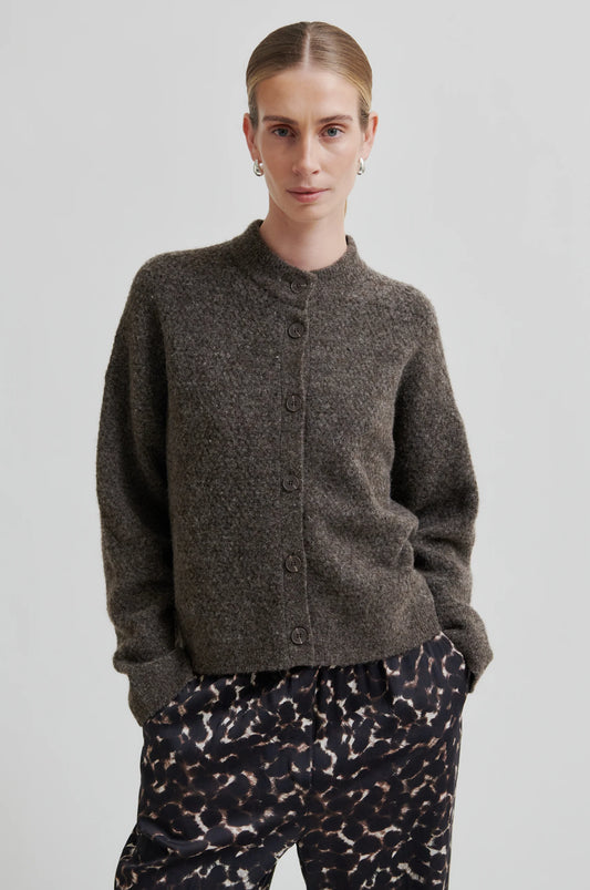 Second Female | Cardigan Menta en laine recyclée - Marron