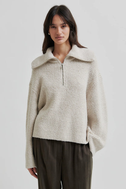 Second Female | Le pull ample à col zippé Gerda - Beige