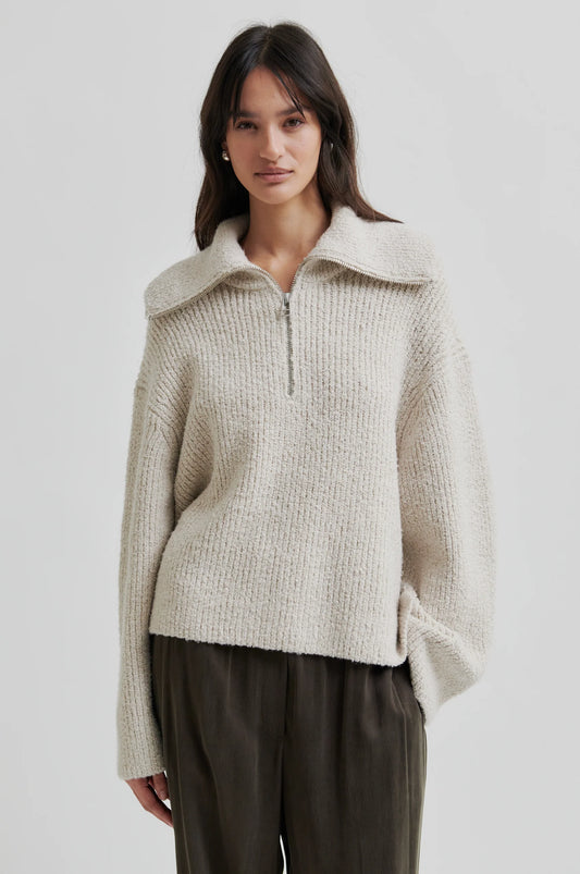 Second Female | Le pull ample à col zippé Gerda - Beige