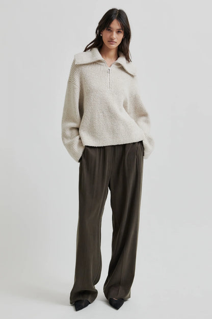 Second Female | Le pull ample à col zippé Gerda - Beige