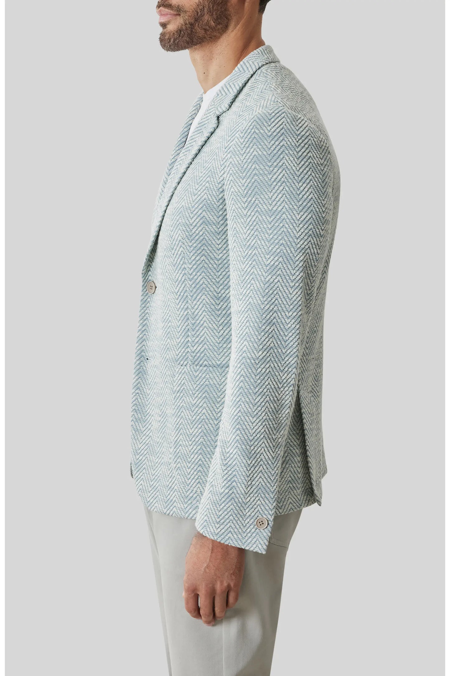 Robert Barakett | Blazer Jett en maille à chevrons - Bleu sarcelle clair