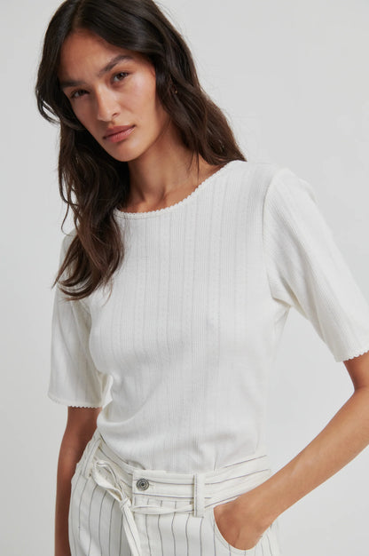 SECOND FEMALE | T-shirt 'Rosia' à motif pointelle | Tofu