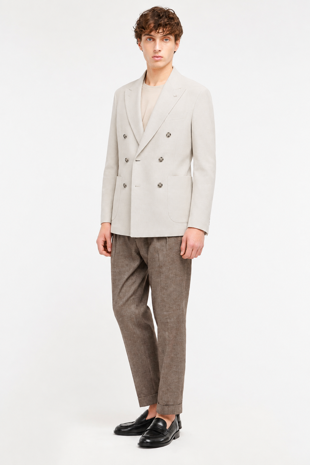 Manuel Ritz | Veste croisée en jersey de coton piqué - Beige
