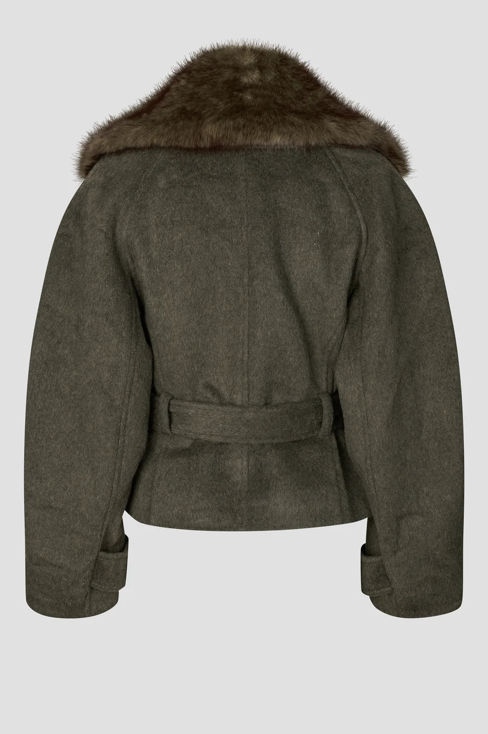 SECOND FEMALE | Manteau avec ceinture 'Agola' | Noir olive