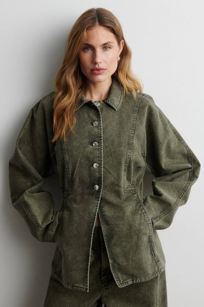 SECOND FEMALE | La veste en jean ajustée ''Jaye'' | Vert