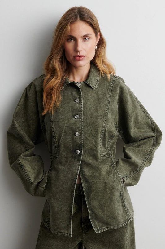 SECOND FEMALE | La veste en jean ajustée ''Jaye'' | Vert