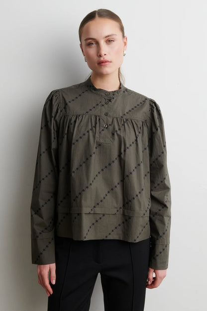 SECOND FEMALE | Blouse à manches longues 'Jasmina' | Noire olive