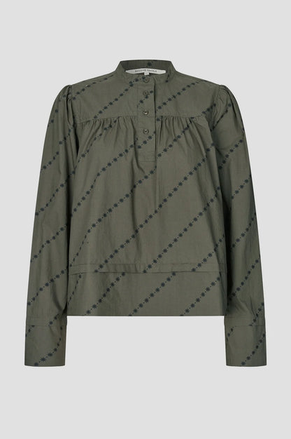 SECOND FEMALE | Blouse à manches longues 'Jasmina' | Noire olive