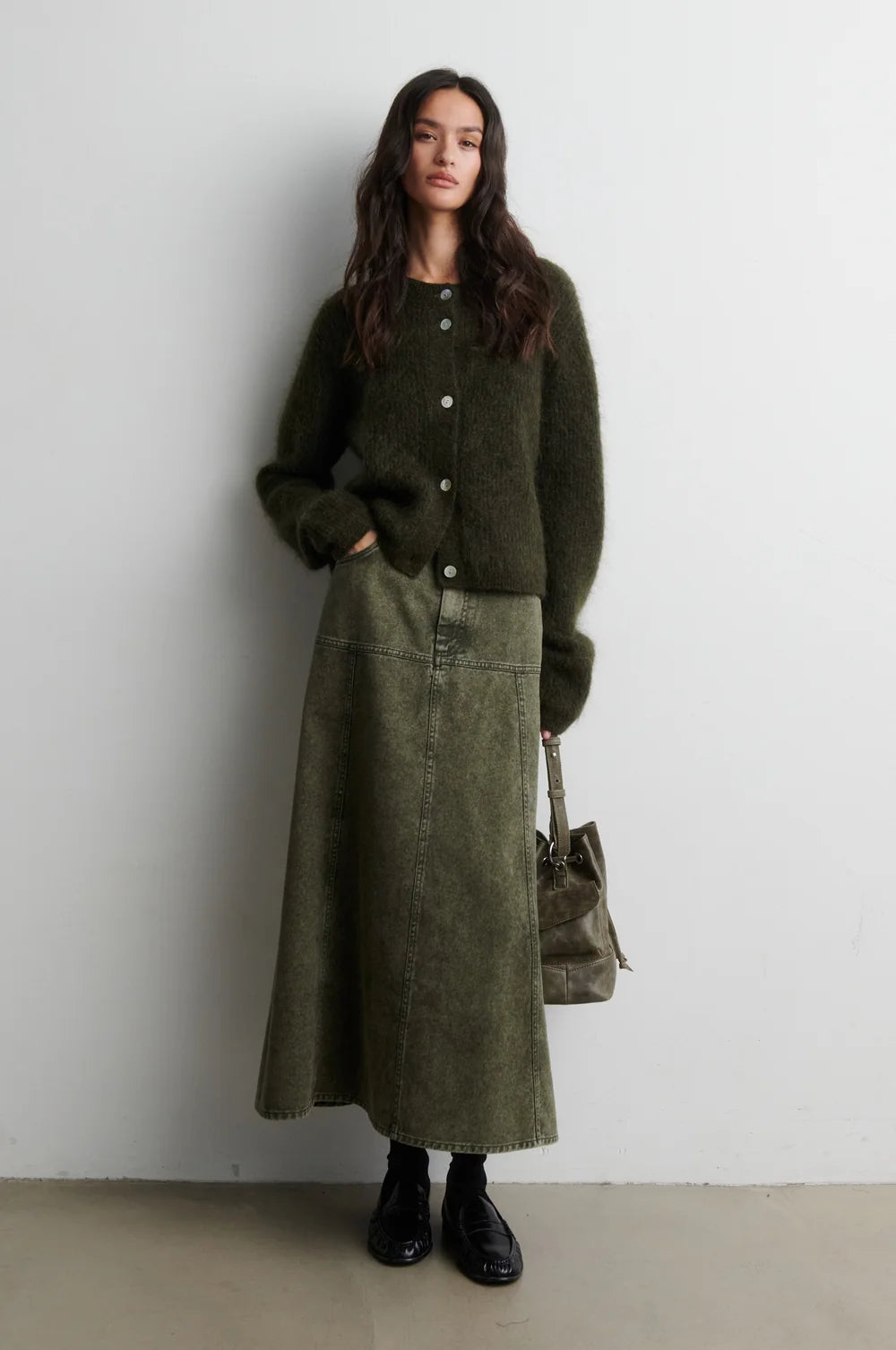 SECOND FEMALE |  Jupe en denim 'Jaye' | Verte