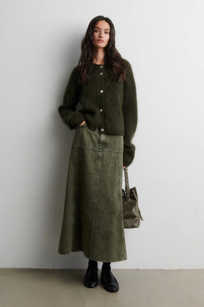 SECOND FEMALE |  Jupe en denim 'Jaye' | Verte
