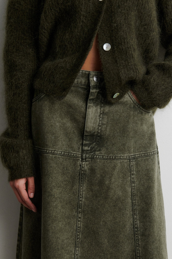 SECOND FEMALE |  Jupe en denim 'Jaye' | Verte