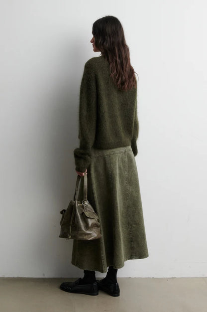 SECOND FEMALE |  Jupe en denim 'Jaye' | Verte