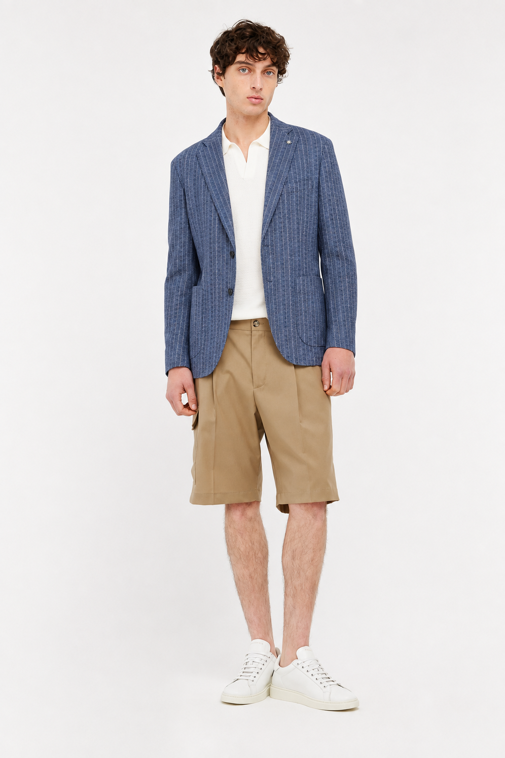Manuel Ritz | Veste rayée Nuvola en jersey de coton mélangé - Bleu