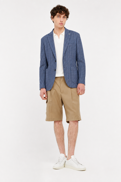 Manuel Ritz | Veste rayée Nuvola en jersey de coton mélangé - Bleu