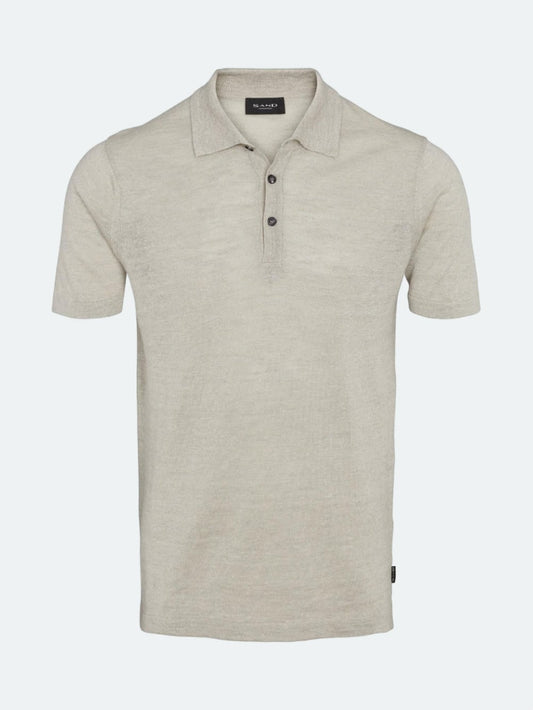 SAND Copenhagen  | Polo en lin ''Rico'' - Gris blanc cassé