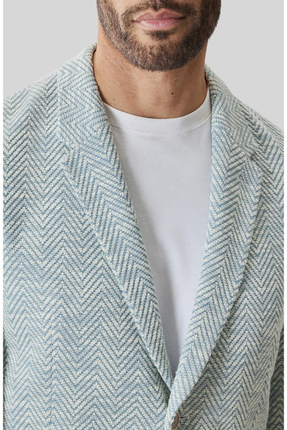 Robert Barakett | Blazer Jett en maille à chevrons - Bleu sarcelle clair