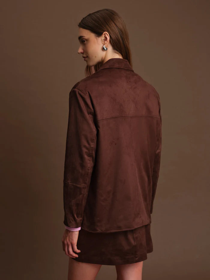 Deluc | Veste "Derek" en faux daim- Chocolat
