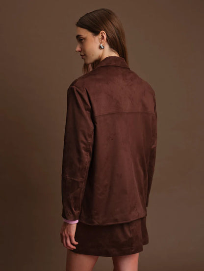 Deluc | Veste "Derek" en faux daim- Chocolat