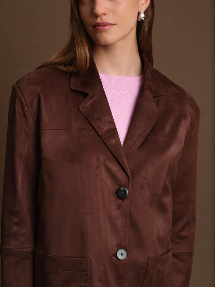 Deluc | Veste "Derek" en faux daim- Chocolat