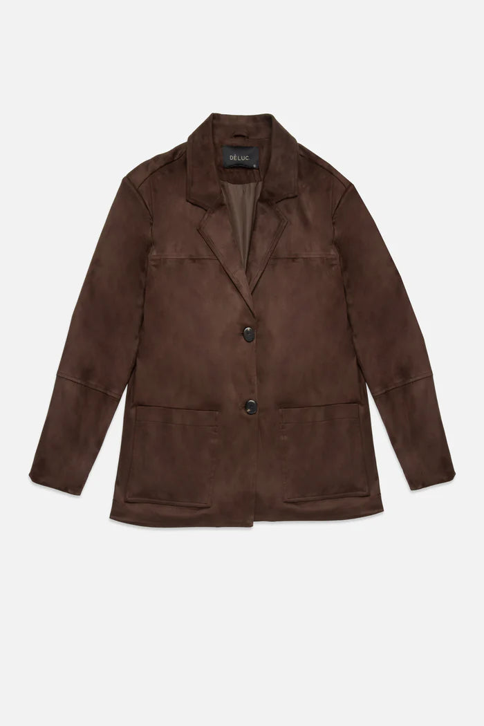 Deluc | Veste "Derek" en faux daim- Chocolat