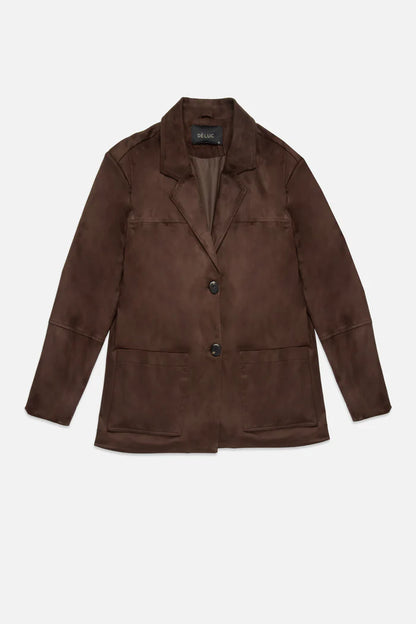 Deluc | Veste "Derek" en faux daim- Chocolat