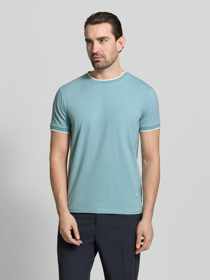 Manuel Ritz | T-shirt en jersey de coton stretch à contrastes - Bleu