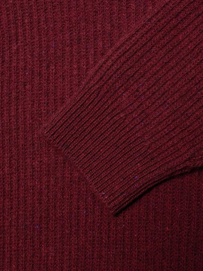 Nudie Jeans | Pull en laine côtelée "August" - Bourgogne