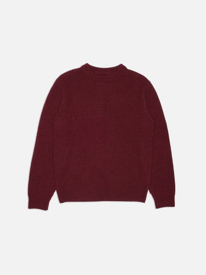 Nudie Jeans | Pull en laine côtelée "August" - Bourgogne